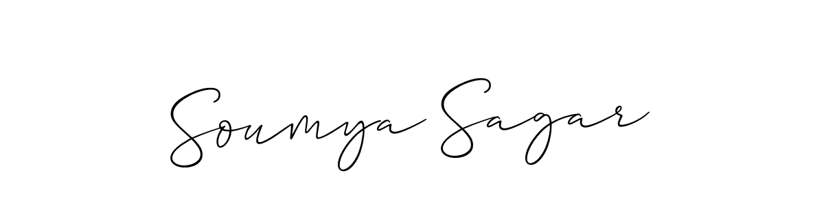 The best way (Allison_Script) to make a short signature is to pick only two or three words in your name. The name Soumya Sagar include a total of six letters. For converting this name. Soumya Sagar signature style 2 images and pictures png