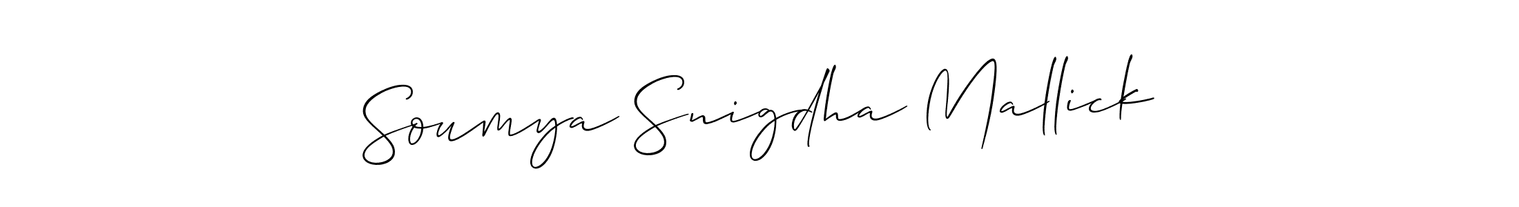 Allison_Script is a professional signature style that is perfect for those who want to add a touch of class to their signature. It is also a great choice for those who want to make their signature more unique. Get Soumya Snigdha Mallick name to fancy signature for free. Soumya Snigdha Mallick signature style 2 images and pictures png