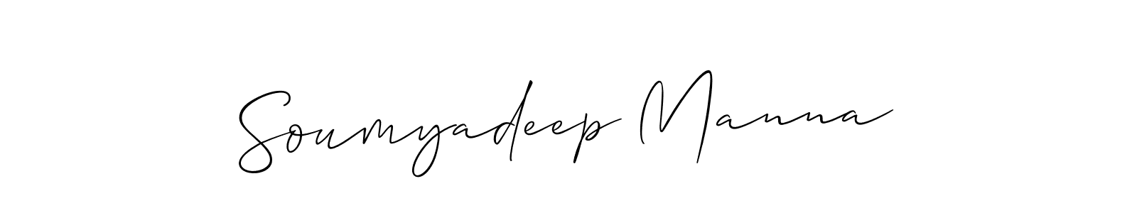 It looks lik you need a new signature style for name Soumyadeep Manna. Design unique handwritten (Allison_Script) signature with our free signature maker in just a few clicks. Soumyadeep Manna signature style 2 images and pictures png