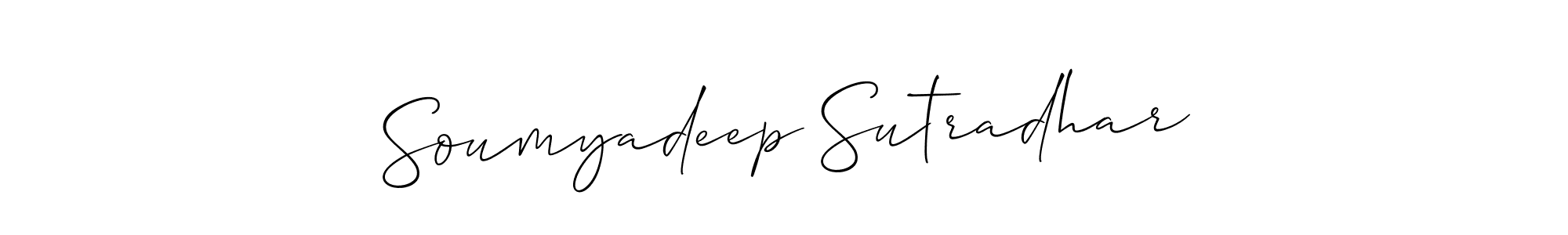 Allison_Script is a professional signature style that is perfect for those who want to add a touch of class to their signature. It is also a great choice for those who want to make their signature more unique. Get Soumyadeep Sutradhar name to fancy signature for free. Soumyadeep Sutradhar signature style 2 images and pictures png