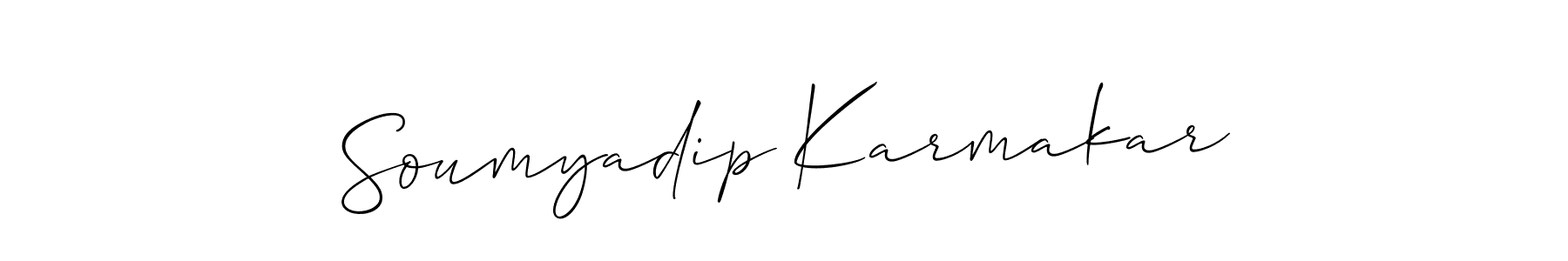 How to make Soumyadip Karmakar name signature. Use Allison_Script style for creating short signs online. This is the latest handwritten sign. Soumyadip Karmakar signature style 2 images and pictures png