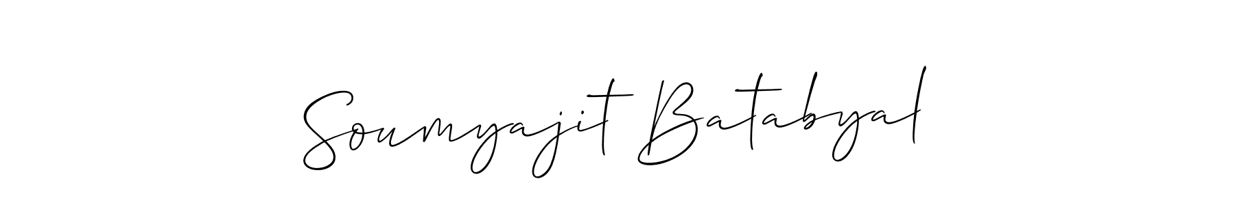 You should practise on your own different ways (Allison_Script) to write your name (Soumyajit Batabyal) in signature. don't let someone else do it for you. Soumyajit Batabyal signature style 2 images and pictures png
