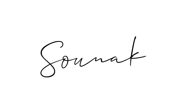 Design your own signature with our free online signature maker. With this signature software, you can create a handwritten (Allison_Script) signature for name Sounak. Sounak signature style 2 images and pictures png