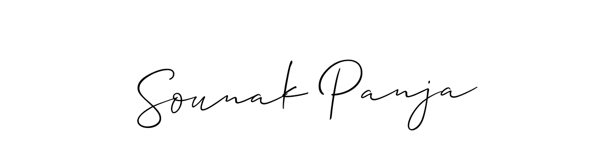 if you are searching for the best signature style for your name Sounak Panja. so please give up your signature search. here we have designed multiple signature styles  using Allison_Script. Sounak Panja signature style 2 images and pictures png