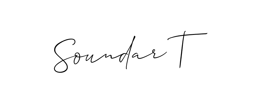 Make a beautiful signature design for name Soundar T. With this signature (Allison_Script) style, you can create a handwritten signature for free. Soundar T signature style 2 images and pictures png