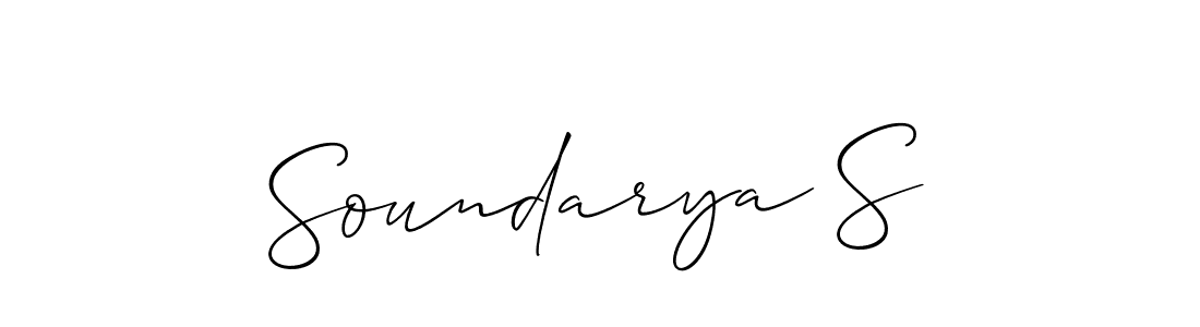 if you are searching for the best signature style for your name Soundarya S. so please give up your signature search. here we have designed multiple signature styles  using Allison_Script. Soundarya S signature style 2 images and pictures png