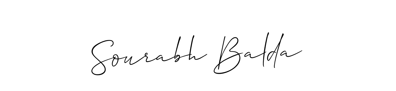 Allison_Script is a professional signature style that is perfect for those who want to add a touch of class to their signature. It is also a great choice for those who want to make their signature more unique. Get Sourabh Balda name to fancy signature for free. Sourabh Balda signature style 2 images and pictures png