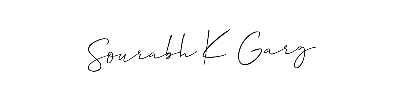 Also You can easily find your signature by using the search form. We will create Sourabh K Garg name handwritten signature images for you free of cost using Allison_Script sign style. Sourabh K Garg signature style 2 images and pictures png