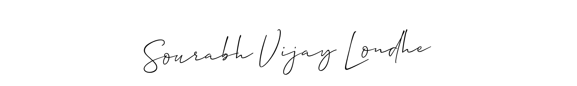 Also we have Sourabh Vijay Londhe name is the best signature style. Create professional handwritten signature collection using Allison_Script autograph style. Sourabh Vijay Londhe signature style 2 images and pictures png