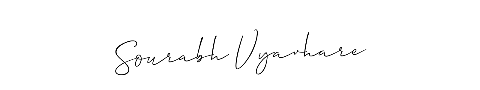 You should practise on your own different ways (Allison_Script) to write your name (Sourabh Vyavhare) in signature. don't let someone else do it for you. Sourabh Vyavhare signature style 2 images and pictures png