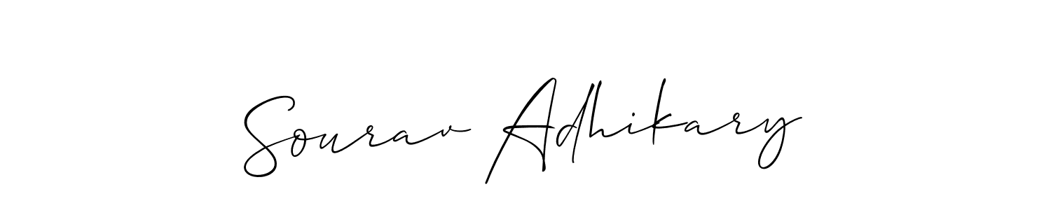 The best way (Allison_Script) to make a short signature is to pick only two or three words in your name. The name Sourav Adhikary include a total of six letters. For converting this name. Sourav Adhikary signature style 2 images and pictures png