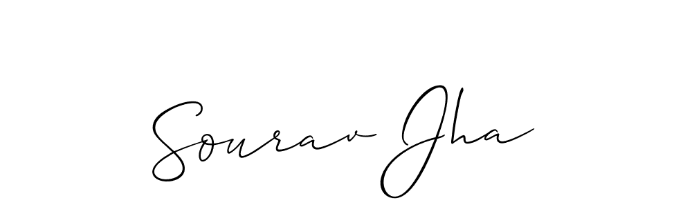 How to make Sourav Jha name signature. Use Allison_Script style for creating short signs online. This is the latest handwritten sign. Sourav Jha signature style 2 images and pictures png