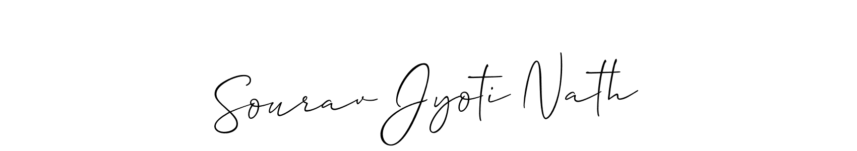 Create a beautiful signature design for name Sourav Jyoti Nath. With this signature (Allison_Script) fonts, you can make a handwritten signature for free. Sourav Jyoti Nath signature style 2 images and pictures png