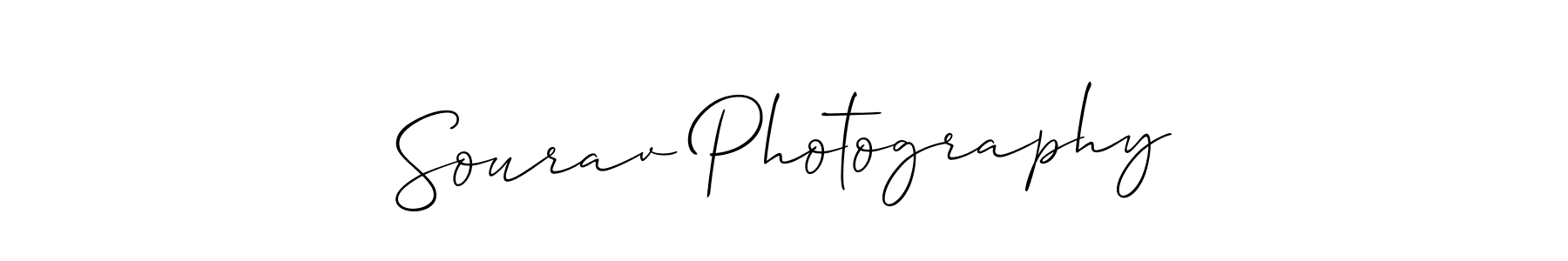How to make Sourav Photography signature? Allison_Script is a professional autograph style. Create handwritten signature for Sourav Photography name. Sourav Photography signature style 2 images and pictures png