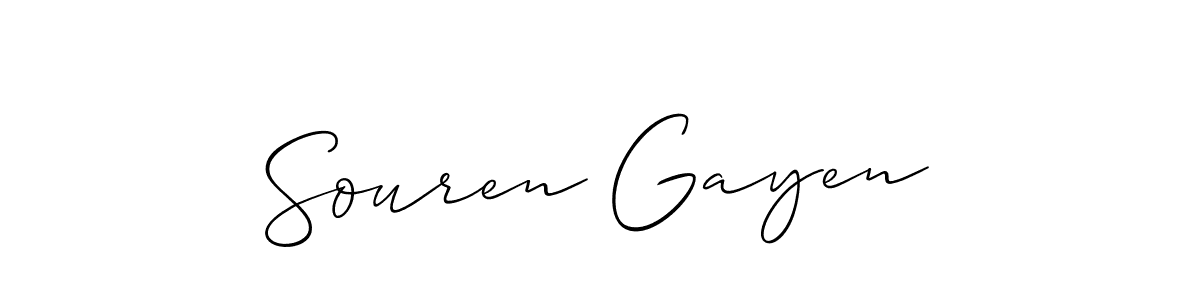 Use a signature maker to create a handwritten signature online. With this signature software, you can design (Allison_Script) your own signature for name Souren Gayen. Souren Gayen signature style 2 images and pictures png