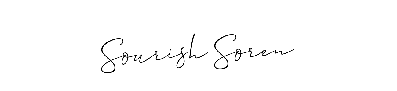 How to make Sourish Soren name signature. Use Allison_Script style for creating short signs online. This is the latest handwritten sign. Sourish Soren signature style 2 images and pictures png