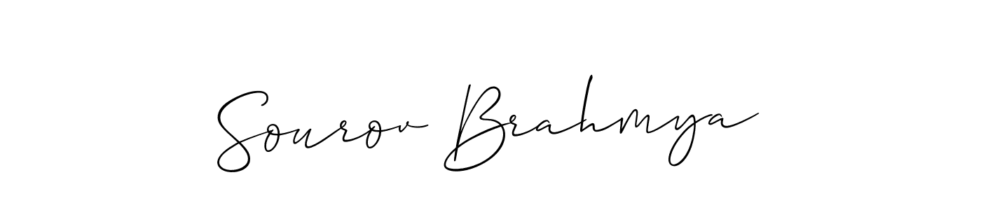 The best way (Allison_Script) to make a short signature is to pick only two or three words in your name. The name Sourov Brahmya include a total of six letters. For converting this name. Sourov Brahmya signature style 2 images and pictures png