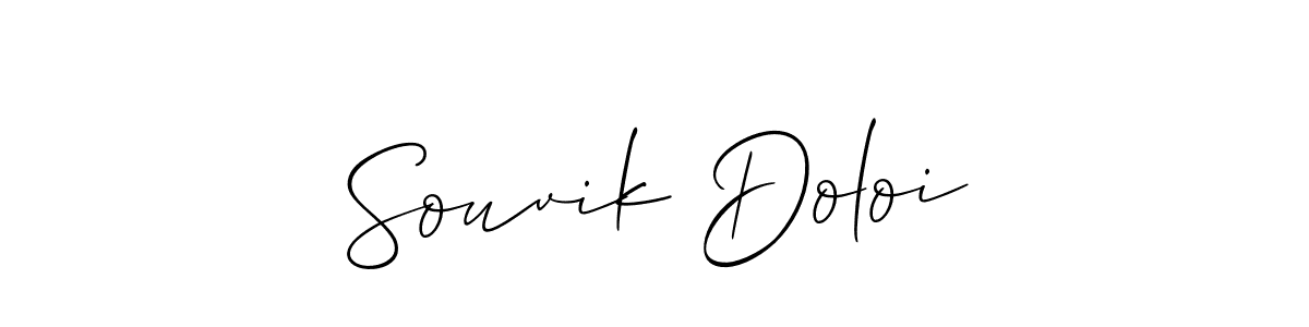 How to make Souvik Doloi name signature. Use Allison_Script style for creating short signs online. This is the latest handwritten sign. Souvik Doloi signature style 2 images and pictures png