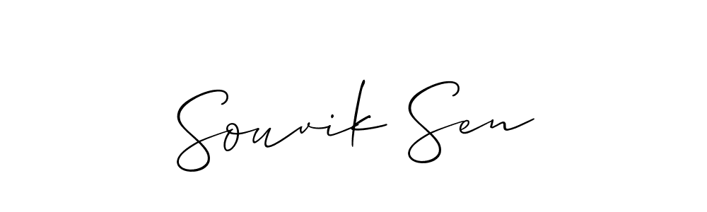The best way (Allison_Script) to make a short signature is to pick only two or three words in your name. The name Souvik Sen include a total of six letters. For converting this name. Souvik Sen signature style 2 images and pictures png