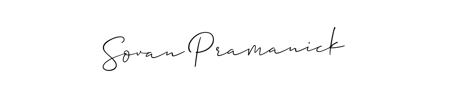 How to make Sovan Pramanick signature? Allison_Script is a professional autograph style. Create handwritten signature for Sovan Pramanick name. Sovan Pramanick signature style 2 images and pictures png