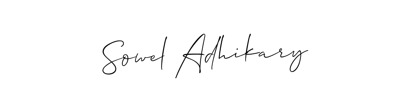 Design your own signature with our free online signature maker. With this signature software, you can create a handwritten (Allison_Script) signature for name Sowel Adhikary. Sowel Adhikary signature style 2 images and pictures png
