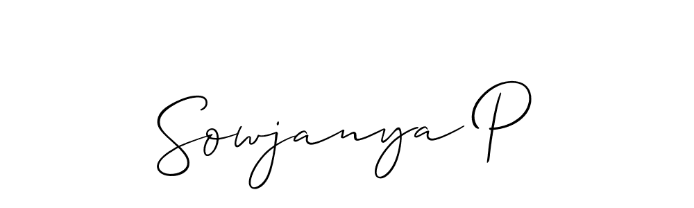 It looks lik you need a new signature style for name Sowjanya P. Design unique handwritten (Allison_Script) signature with our free signature maker in just a few clicks. Sowjanya P signature style 2 images and pictures png