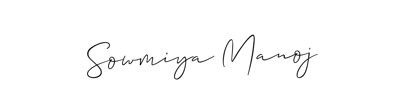 How to make Sowmiya Manoj signature? Allison_Script is a professional autograph style. Create handwritten signature for Sowmiya Manoj name. Sowmiya Manoj signature style 2 images and pictures png