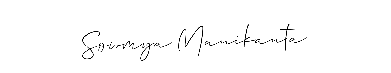 Allison_Script is a professional signature style that is perfect for those who want to add a touch of class to their signature. It is also a great choice for those who want to make their signature more unique. Get Sowmya Manikanta name to fancy signature for free. Sowmya Manikanta signature style 2 images and pictures png
