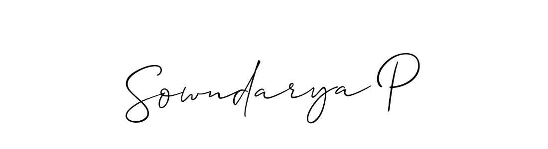 Make a short Sowndarya P signature style. Manage your documents anywhere anytime using Allison_Script. Create and add eSignatures, submit forms, share and send files easily. Sowndarya P signature style 2 images and pictures png