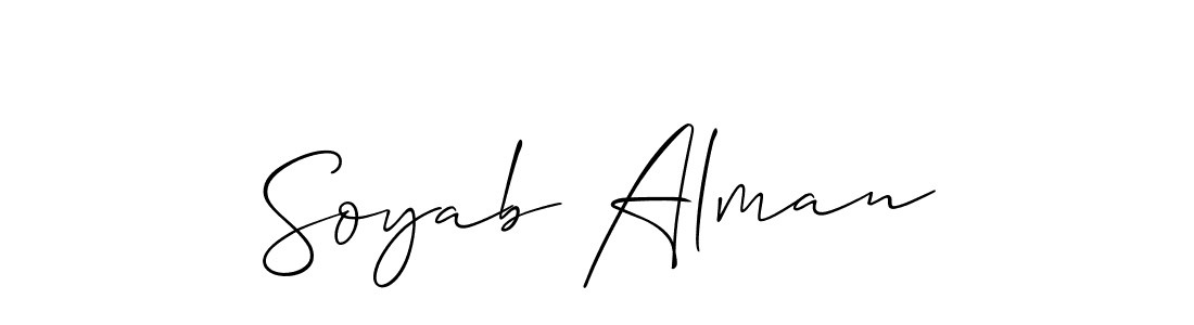 Create a beautiful signature design for name Soyab Alman. With this signature (Allison_Script) fonts, you can make a handwritten signature for free. Soyab Alman signature style 2 images and pictures png