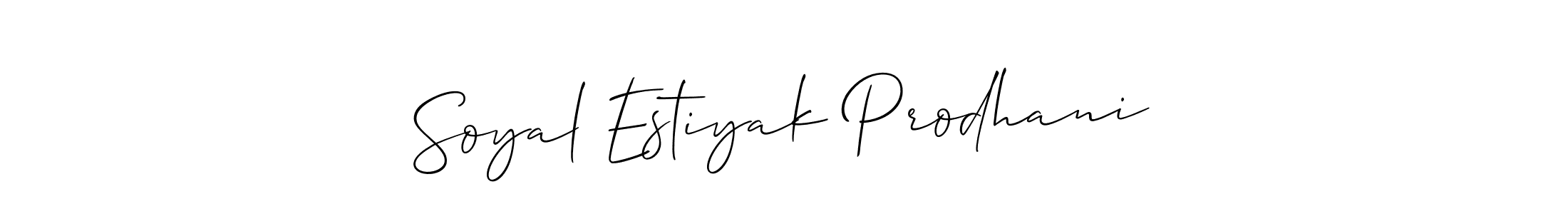 Similarly Allison_Script is the best handwritten signature design. Signature creator online .You can use it as an online autograph creator for name Soyal Estiyak Prodhani. Soyal Estiyak Prodhani signature style 2 images and pictures png