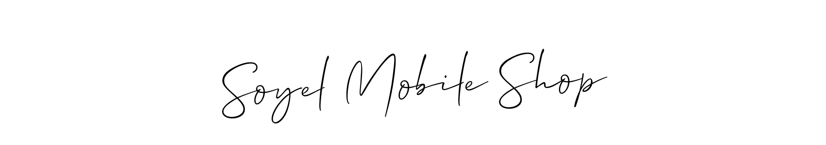 Also we have Soyel Mobile Shop name is the best signature style. Create professional handwritten signature collection using Allison_Script autograph style. Soyel Mobile Shop signature style 2 images and pictures png