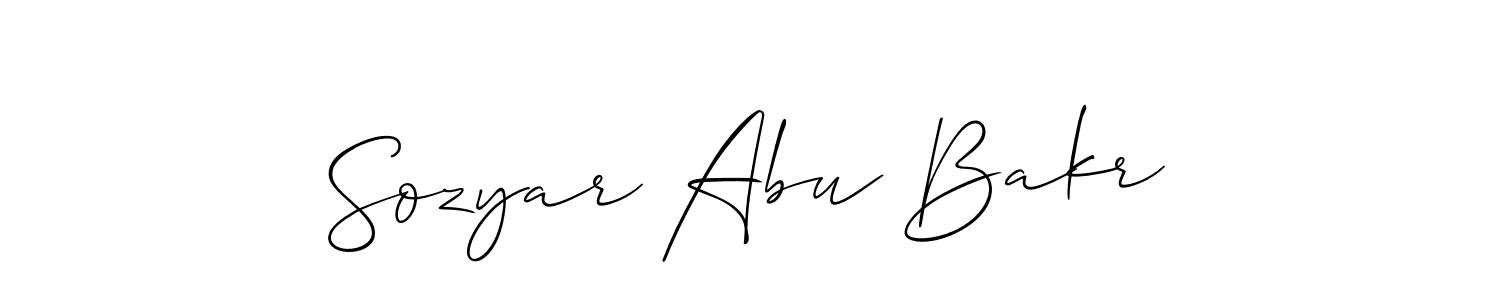 Make a beautiful signature design for name Sozyar Abu Bakr. With this signature (Allison_Script) style, you can create a handwritten signature for free. Sozyar Abu Bakr signature style 2 images and pictures png