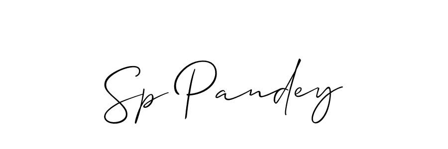 The best way (Allison_Script) to make a short signature is to pick only two or three words in your name. The name Sp Pandey include a total of six letters. For converting this name. Sp Pandey signature style 2 images and pictures png