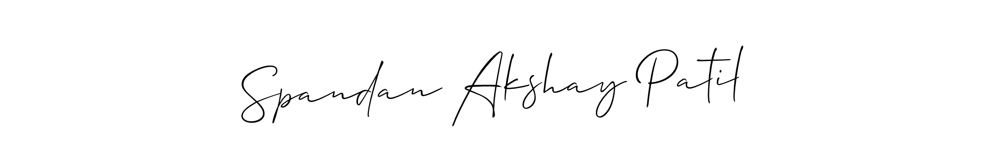 How to make Spandan Akshay Patil name signature. Use Allison_Script style for creating short signs online. This is the latest handwritten sign. Spandan Akshay Patil signature style 2 images and pictures png