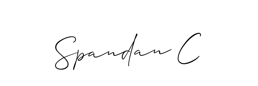 The best way (Allison_Script) to make a short signature is to pick only two or three words in your name. The name Spandan C include a total of six letters. For converting this name. Spandan C signature style 2 images and pictures png