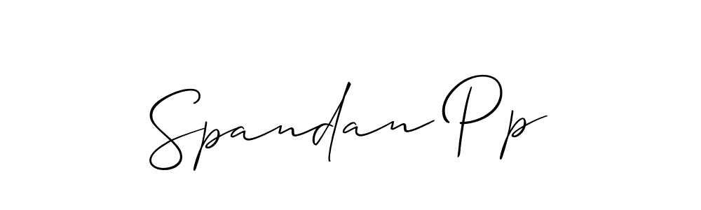 The best way (Allison_Script) to make a short signature is to pick only two or three words in your name. The name Spandan Pp include a total of six letters. For converting this name. Spandan Pp signature style 2 images and pictures png