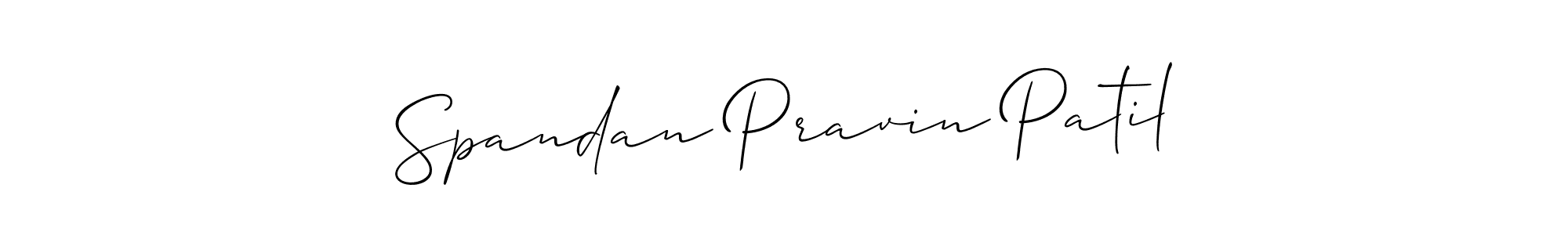 Create a beautiful signature design for name Spandan Pravin Patil. With this signature (Allison_Script) fonts, you can make a handwritten signature for free. Spandan Pravin Patil signature style 2 images and pictures png