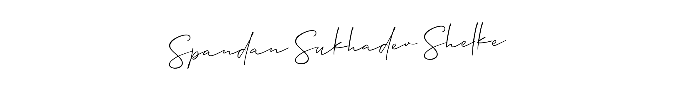 Make a beautiful signature design for name Spandan Sukhadev Shelke. With this signature (Allison_Script) style, you can create a handwritten signature for free. Spandan Sukhadev Shelke signature style 2 images and pictures png