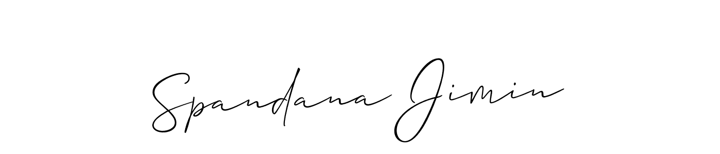 Also You can easily find your signature by using the search form. We will create Spandana Jimin name handwritten signature images for you free of cost using Allison_Script sign style. Spandana Jimin signature style 2 images and pictures png