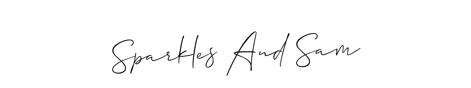 The best way (Allison_Script) to make a short signature is to pick only two or three words in your name. The name Sparkles And Sam include a total of six letters. For converting this name. Sparkles And Sam signature style 2 images and pictures png