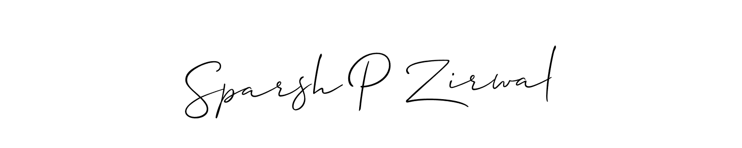 How to make Sparsh P Zirwal name signature. Use Allison_Script style for creating short signs online. This is the latest handwritten sign. Sparsh P Zirwal signature style 2 images and pictures png