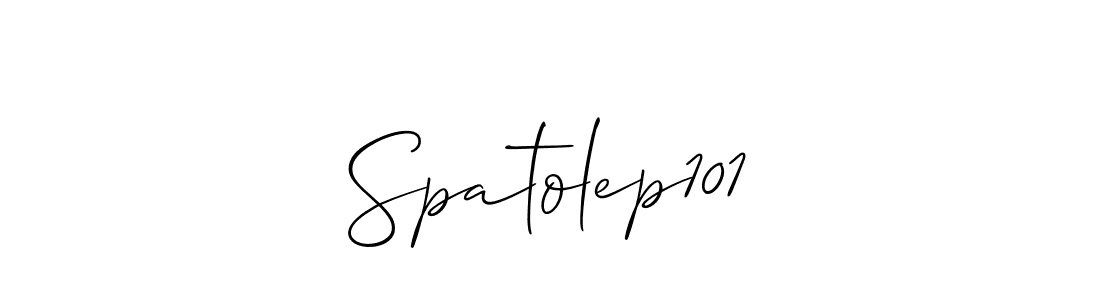 The best way (Allison_Script) to make a short signature is to pick only two or three words in your name. The name Spatolep101 include a total of six letters. For converting this name. Spatolep101 signature style 2 images and pictures png