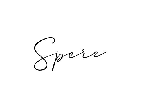 Use a signature maker to create a handwritten signature online. With this signature software, you can design (Allison_Script) your own signature for name Spere. Spere signature style 2 images and pictures png