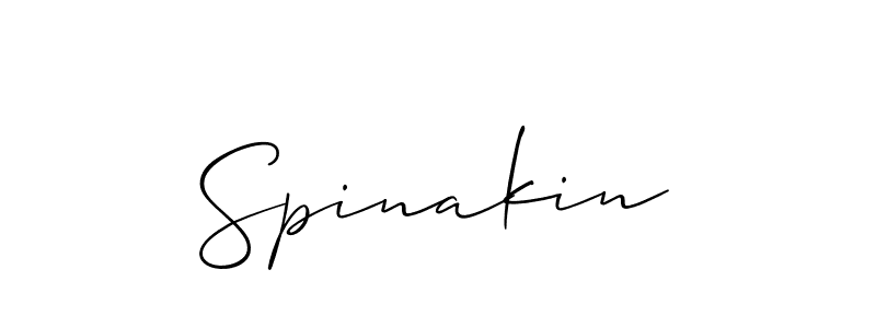 The best way (Allison_Script) to make a short signature is to pick only two or three words in your name. The name Spinakin include a total of six letters. For converting this name. Spinakin signature style 2 images and pictures png