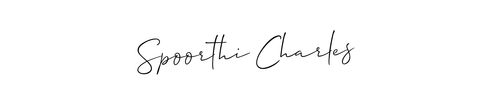 Create a beautiful signature design for name Spoorthi Charles. With this signature (Allison_Script) fonts, you can make a handwritten signature for free. Spoorthi Charles signature style 2 images and pictures png