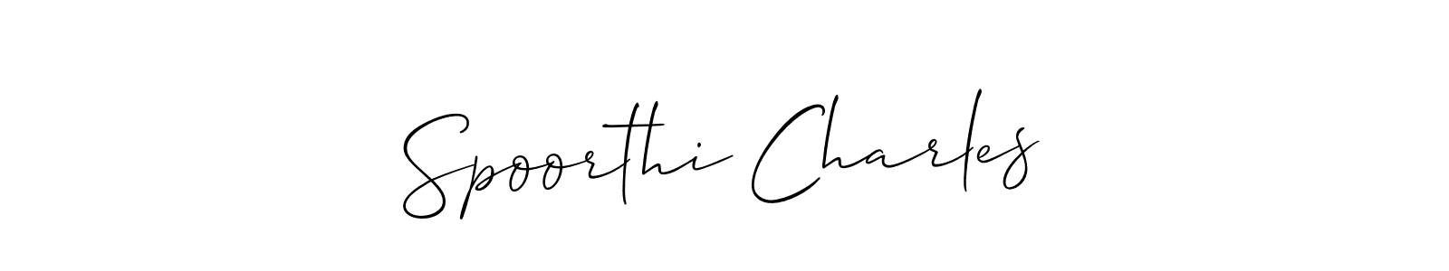 How to make Spoorthi Charles name signature. Use Allison_Script style for creating short signs online. This is the latest handwritten sign. Spoorthi Charles signature style 2 images and pictures png