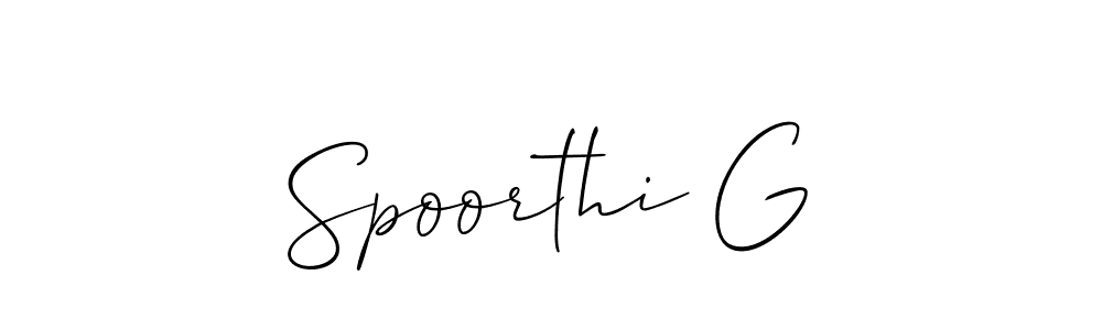 Spoorthi G stylish signature style. Best Handwritten Sign (Allison_Script) for my name. Handwritten Signature Collection Ideas for my name Spoorthi G. Spoorthi G signature style 2 images and pictures png