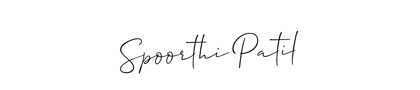 Design your own signature with our free online signature maker. With this signature software, you can create a handwritten (Allison_Script) signature for name Spoorthi Patil. Spoorthi Patil signature style 2 images and pictures png