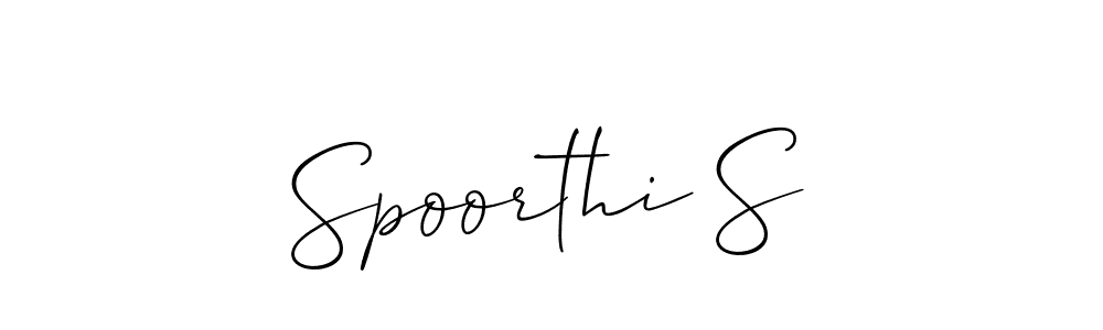 It looks lik you need a new signature style for name Spoorthi S. Design unique handwritten (Allison_Script) signature with our free signature maker in just a few clicks. Spoorthi S signature style 2 images and pictures png